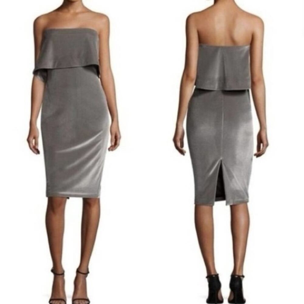 Likely Driggs Strapless Velvet Dress in Pewter